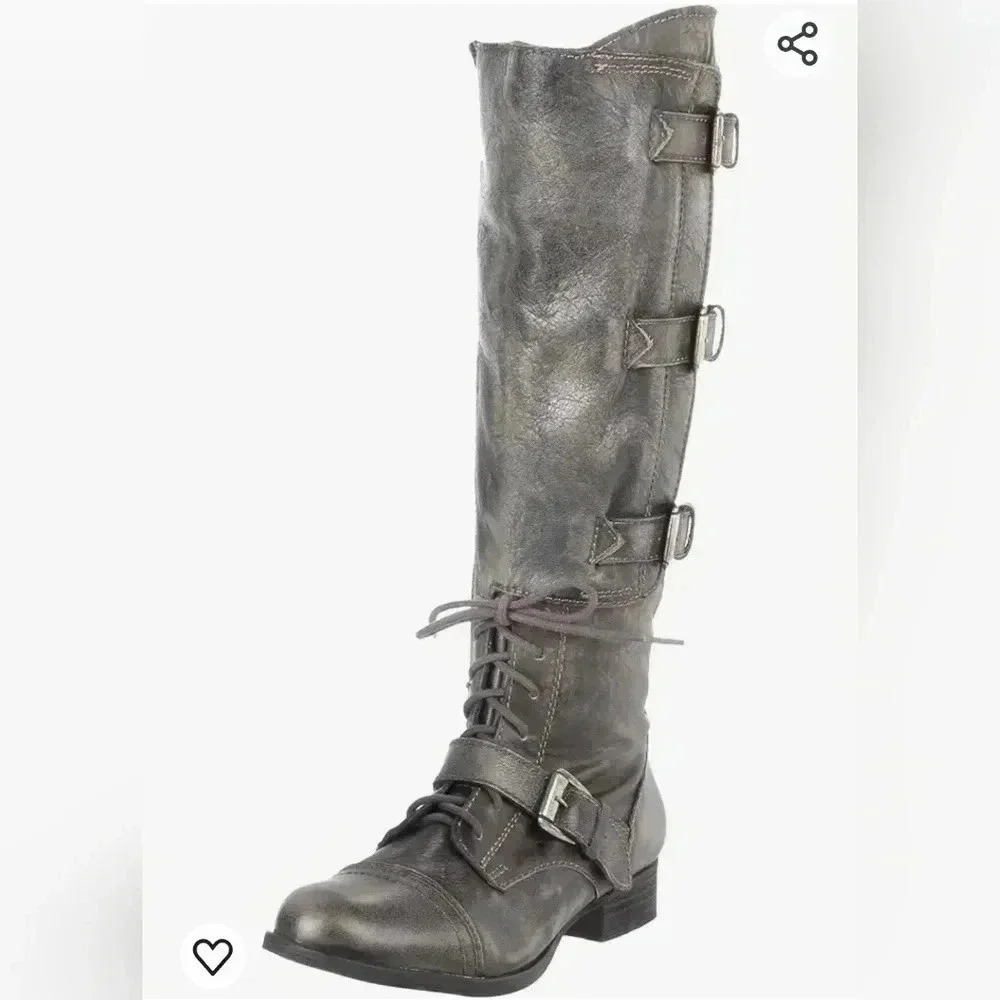 Steve Madden Torri Tall Combat Leather Distressed boots. Size 8.5